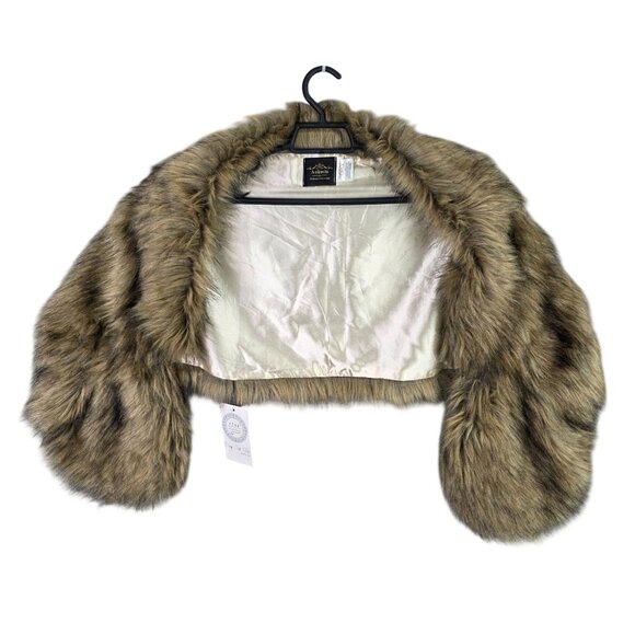 Aukmla Accessories - Womens Aukmla Brown & Black Faux Fur Wrap Stole Polyester Acrylic Blend One Size